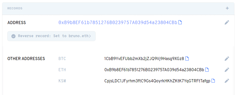 KSM address now visible in bruno.eth records