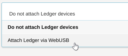 Dropdown selector for allowing Ledger connections in PolkadotJS Settings